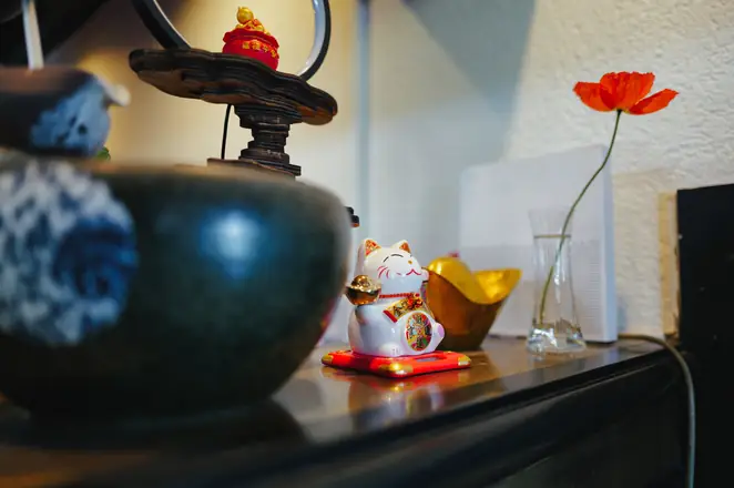 Coin de salle du Yonghe, chat porte-bonheur